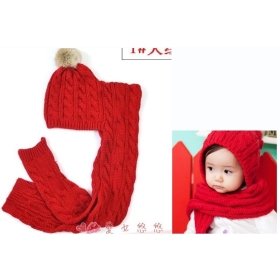 Baby Scarf with hat Cotton candy-colored knit baby hat Korea / Hat scarf piece