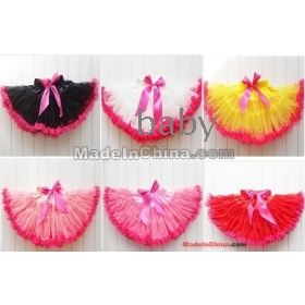     Girls  Rose red  skirts pettiskirts Bow tutu skirt cake skirt dress perform skirt Two-color tutu skirt 