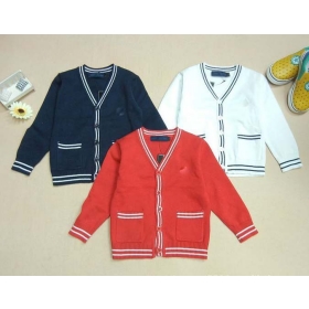 Classical kids sweater TOMMYHILEI V collar pocket cardigan knitting sweater 5 color