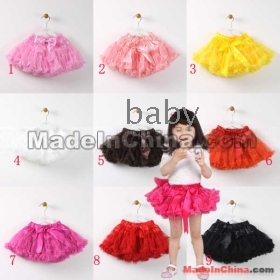 Girls pettiskirt  bow  yarn skirt child girls tutu skirts  toddler short skirt dress (3pcs/lot) 9 Color Free shipping #3211