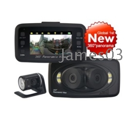 Free Shipping Car Black Box GT-186 2.7`` world's first with 360 °panorama HD DVR