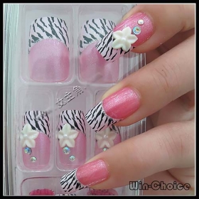 Wholesale 10sets/lot best selling Pre design Nail Tips Acrylic with various designs False Nails for DIY Nail Art Free Shipping