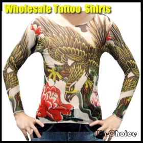 Free Shipping 50pcs/lot Sleeved Tattoo t-Shirts with fashion designs Tattoo top clothing Promotion gifts -SK01