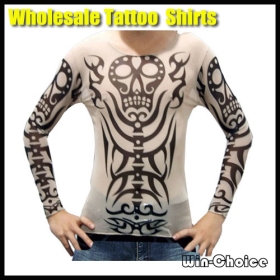 50pcs/lot Newest Fashionable Long Sleeve Tattoo t-Shirts with cool designs Tattoo top clothing Promotion gifts -SK27