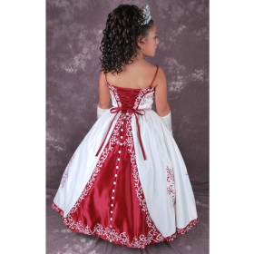 US age 1-5 red ivory high quality girl dress custom- lovely taffeta/veil/chiffon/satin/ beads embroider wedding flower girl dress all size color free 