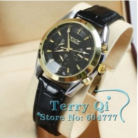 Men watches 2012 Hot! Mens 6 Hands Black dial Automatic Mechanical Watch Wrist watches Free Ship