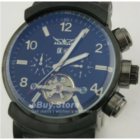 2012 Hot! Cool Allochroic Glass Black Analog Mens Watch Mechanical watch Wrist watch Blue Sports watch