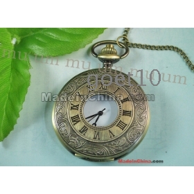 Free ship,hot sale,wholesale,10pcs/lot New Antique big size bronze Necklace  metal mens quartz Pocket Watches 2011 WP183