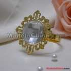 New Arrivals--50pcs Clear White Gem Gold Plated Napkin Rings Wedding  Shower Wedding Favor Party ecor-HOT&Promotion-Free Shipping 