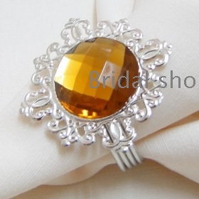 Free shipping--100pcs  Brown Gem  Plated Napkin Rings Wedding  Shower Wedding Favor Party ecor-HOT&Promotion