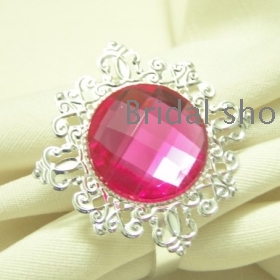 Free shipping--50pcs Fuchsia Gem  Plated Napkin Rings Wedding  Shower Wedding Favor Party ecor-HOT&Promotion