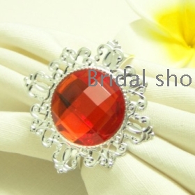 Free shipping--50pcs Red Gem  Plated Napkin Rings Wedding  Shower Wedding Favor Party ecor-HOT&Promotion