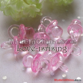 Free shipping-Wholesale-500pcs Mini Acrylic Clear Pink  Pacifier  Shower Favors~Cute Charms ~Party Decorations 