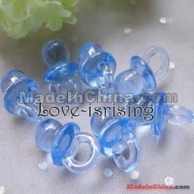 Free shipping-Wholesale-500pcs Mini Acrylic Clear Blue  Pacifier  Shower Favors~Cute Charms ~Party Decorations 