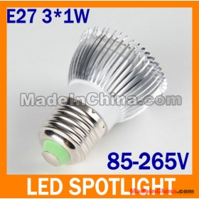 Free shipping 50pcs E27/MR16/GU10 3*1W 280-300 Lumens LED Bulb Spot Light Lamp Downlight Factory sales