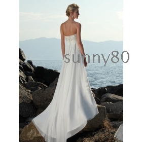 Custom-made Prom White Empire Chiffon Floor-length Sleeveless Wedding Dresses/Evening Dresses/Bride Dresses+Free Shipping+Any Size and colors/plus size_Sunny80 1241