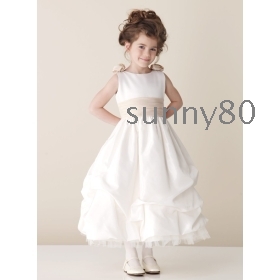 Custom- Sweety Ivory Prom A-line Applique Sleeveless Flower girl dresses/Christmas Party Dresses/Bridesmaid Dress/Bride Dresses/Formal Dresses+Free Shipping+Any Size and colors_Sunny80 1538
