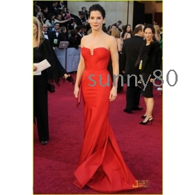 Custom-made 2011 83th Oscar Sandra Bullock Sleeveless Maternity Dresses/Celebrity Dresses/ Evening Dresses/Christmas Party Dresses/Prom Dresses/Bride Dresses/Formal Dresses+Free Shipping_Sunny80 1184