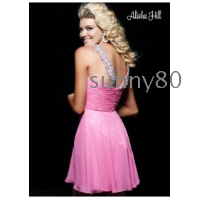 Custom-made Prom Chiffon Paillette Sheath Mini Sleeveless Evening Dresses/Christmas Party Dresses/Cocktail Dresses/Bride Dresses/Bridesmaid Dresses+Free Shipping+Any Size and colors_Sunny80 1253