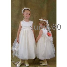 Custom- Sweety Ivory Empire Sleeveless Prom Flower girl dresses/Christmas Party Dresses/Bridesmaid Dress/Bride Dresses/Formal Dresses+Free Shipping+Any Size and colors_Sunny80 1605