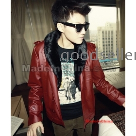 Free shipping 2011 new han edition trend of men can TuoXie collars when double-breasted man leisure leather jackets     