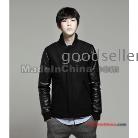 Free shipping 2011 new fashion spell to provide color material high-grade leather jacket contracted cultivate one's morality men's/coat