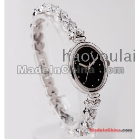 Free shipping female table color girl rose and crown glass table elliptic recreational watch 2506             