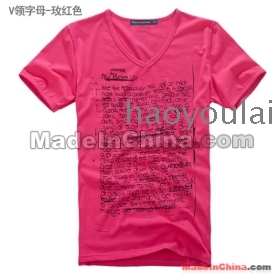 Free shipping 2011 new T-shirt male money V short-sleeved cotton T-shirt leisure T-shirt red T-shirt male  