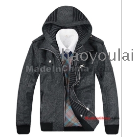 Free shipping 2011 male money leisure woollen jacket quality goods men's clothing qiu dong thick coat jacket       