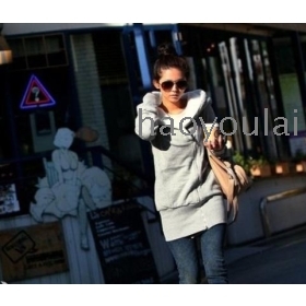 Free Shipping Brand New Korean Women's Hooded Cotton Jacket Wild Thick Warm Coat Cotton Gray 1pc/lot Drop Shipping Y0090           