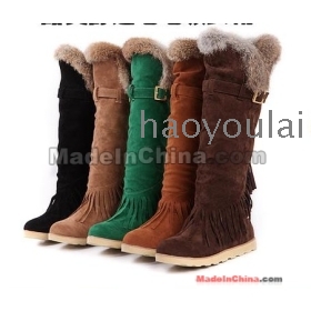 Free shipping boots female winter snow boots tall canister boots plush boots tassel big yards 34-43