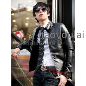 Free shipping South Korea han edition short money LiLing cultivate one's morality male leather motorcycle leather jacket      