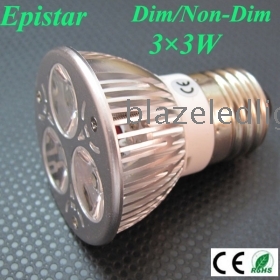 Dim Non-Dim E27 LED Spot Light Lamps 9W High Power 3*3W 2 Year Warranty CE & RoHS 50pcs/Lot