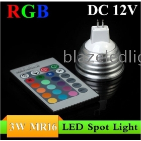 10pcs Free shipping holiday promotion sale 3W MR16 GU5.3 GU10 E27 RGB led Spot light Remote Control LED Bulb 16 Color Changing