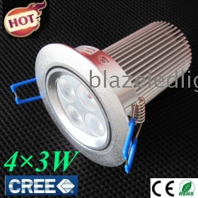 Dimmable 12W LED Downlight Kits CREE XP-E LEDs 60 Degree, CE & RoHS High Power 4*3W 