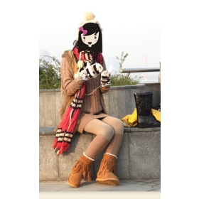 Fashion tassel cowhide snow boots short boots shoes M35 female boots to keep warm