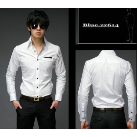 New Men's Shirts Casual Slim Fit Stylish Dress Shirts Colour:White Size:M-XL