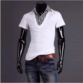 Бесплатная доставка Новые мужские поло футболки, бренд футболки , вскользь тонкой стильный с коротким рукавом рубашки Цвет: черный, белый Размер: ML- XL