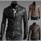 free shipping men's apparel trench coat pu leather jacket Korean locomotive Slim special 