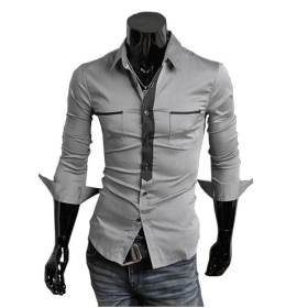 Koszule męskie Koszulki męskie Koszulki męskie Casual Dress Slim Fit stylowe Koszulki 3 kolory