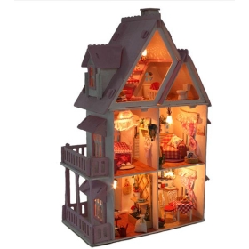 Alice mit lille hus solskin DIY kabine med lys visdom fun house træ samling model