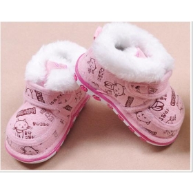 The new winter es xiangyanghua baby shoes thickening warm prevent slippery toddler baby shoes padded boots   