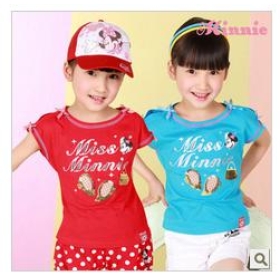 Children's clothes 2012 summer new fashion joker glitter girls short sleeve T-shirt  