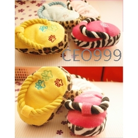 Free Shipping Leopard short plush toys slippers, pet toys, dog toys, cats toys,Resistance to bite slippers toys 