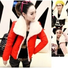 2012 new women's autumn and winter clothing, lapel lambs wool coat, warm cotton clothes, 3 color Free Shipping