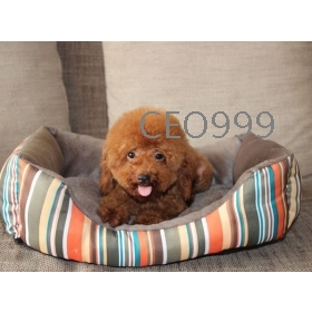 Free Shipping 2012 new pet Small and medium dog rainbow stripe short plush dog kennel,  litter, pet sofa bed, dog supplies 