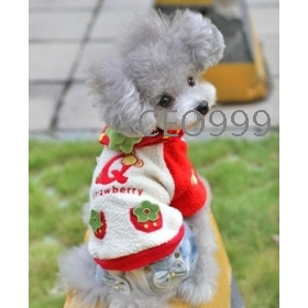 Japan Q strawberry embroidery colorful sweater,pet warm clothing,Autumn & winter dog cloth Free Shipping 