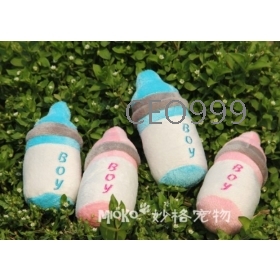 Pet toys, dog resistance to bite a small milk bottle, cute vocalization plush toys, 12cm 50pcs/lot+ Free Shipping