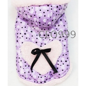 2013 pet autumn and winter clothes, Multicolor cute love peach heart little dot hooded coat, 5-color 10pcs/lot Free Shipping