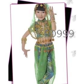 5pcs/lot+Free Shipping , Arab/Indian belly dance clothing, headwear+hand jewelry, Children's Day dance dress,dance skirt 